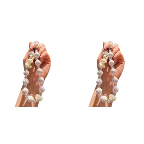 ZIBUYU® Bunny Phone Charm Beaded Chain Cute Purple Acrylic Strap for Mobile Keys Bags Decorative Wrist Keychain Accessory Women Girls White 2PCS ZIBUYU® Bunny Phone Charm Beaded Chain Cute Purple Acrylic Strap for Mobile Keys Bags Decorative Wrist Keychain Accessory Women Girls White 2PCS